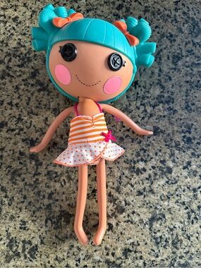 Teal and Orange Button-Eye Fashion Doll - Kids Toys